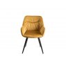 Signature Collection Indus Rustic Oak 4-6 Seater Table & 4 Dali Mustard Velvet Chairs - Black Legs
