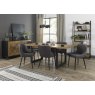 Signature Collection Indus Rustic Oak 6-8 Seater Table & 6 Cezanne Dark Grey Faux Leather Chairs - Black Legs