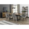 Signature Collection Indus Rustic Oak 6-8 Seater Table & 6 Cezanne Grey Velvet Chairs - Black Legs