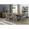 Signature Collection Indus Rustic Oak 6-8 Seater Table & 6 Dali Grey Velvet Chairs - Black Legs