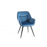 Signature Collection Indus Rustic Oak 6-8 Seater Table & 6 Dali Petrol Blue Velvet Chairs - Black Legs