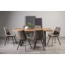 Signature Collection Indus Rustic Oak 6-8 Seater Dining Table with Peppercorn Legs & 6 Fontana Tan Faux Suede Fabric Chairs with Grey Hand Brushing on Black Powder Coated Legs