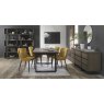 Signature Collection Tivoli Weathered Oak 4-6 Seater Dining Table with Peppercorn Legs  & 4 Cezanne Mustard Velvet Fabric Chairs with Sand Black Powder Coated Legs