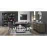 Signature Collection Tivoli Weathered Oak 4-6 Seater Table & 4 Dali Grey Velvet Chairs