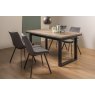 Signature Collection Tivoli Weathered Oak 4-6 Seater Dining Table with Peppercorn Legs  & 4 Fontana Grey Velvet Fabric Chairs with Grey Hand Brushing on Black Powder Coated Legs