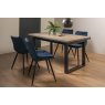 Signature Collection Tivoli Weathered Oak 4-6 Seater Dining Table with Peppercorn Legs  & 4 Seurat Blue Velvet Fabric Chairs with Sand Black Powder Coated Legs
