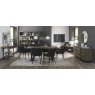 Signature Collection Tivoli Weathered Oak 6-8 Seater Table & 6 Cezanne Dark Grey Faux Leather Chairs - Black Legs