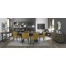 Signature Collection Tivoli Weathered Oak 6-8 Seater Table & 6 Cezanne Mustard Velvet Chairs - Black Legs