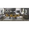 Signature Collection Tivoli Weathered Oak 6-8 Seater Table & 6 Dali Mustard Velvet Chairs