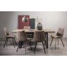 Signature Collection Tivoli Weathered Oak 6-8 Seater Table & 6 Fontana Tan Faux Suede Fabric Chairs