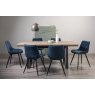 Signature Collection Tivoli Weathered Oak 6-8 Seater Table & 6 Seurat Blue Velvet Chairs