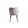 Premier Collection Turin Glass 4 Seater Table - Light Oak Legs & 4 Cezanne Grey Velvet Chairs - Black Legs