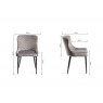 Premier Collection Turin Glass 4 Seater Table - Light Oak Legs & 4 Cezanne Grey Velvet Chairs - Black Legs