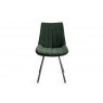 Premier Collection Turin Glass 4 Seater Table - Light Oak Legs & 4 Fontana Green Velvet Chairs