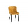 Premier Collection Turin Glass 6 Seater Table - Light Oak Legs & 6 Cezanne Mustard Velvet Chairs - Black Legs