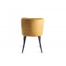 Premier Collection Turin Glass 6 Seater Table - Light Oak Legs & 6 Cezanne Mustard Velvet Chairs - Black Legs