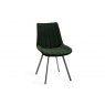 Premier Collection Turin Glass 6 Seater Table - Light Oak Legs & 6 Fontana Green Velvet Chairs