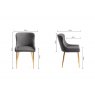 Premier Collection Turin Dark Oak 4-6 Seater Dining Table & 4 Cezanne Dark Grey Faux Leather Chairs with Matt Gold Plated Legs