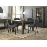 Premier Collection Turin Dark Oak 4-6 Seater Table & 4 Cezanne Dark Grey Faux Leather Chairs - Sand Black Legs