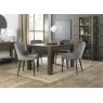 Premier Collection Turin Dark Oak 4-6 Seater Table & 4 Cezanne Grey Velvet Chairs - Black Legs