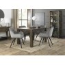 Premier Collection Turin Dark Oak 4-6 Seater Table & 4 Dali Grey Velvet Chairs