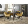 Premier Collection Turin Dark Oak 4-6 Seater Table & 4 Dali Mustard Velvet Chairs