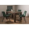 Premier Collection Turin Dark Oak 4-6 Seater Table & 4 Fontana Green Velvet Chairs