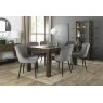 Premier Collection Turin Dark Oak 6-8 Seater Table & 6 Cezanne Grey Velvet Chairs - Black Legs