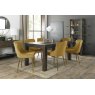 Premier Collection Turin Dark Oak 6-8 Seater Table & 6 Cezanne Mustard Velvet Chairs - Gold Legs