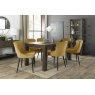 Premier Collection Turin Dark Oak 6-8 Seater Table & 6 Cezanne Mustard Velvet Chairs - Black Legs