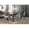 Premier Collection Turin Dark Oak Large 6-8 Seater Dining Table & 6 Dali Grey Velvet Fabric Chairs with Sand Black Powder Coated Legs