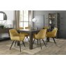 Premier Collection Turin Dark Oak 6-8 Seater Table & 6 Dali Mustard Velvet Chairs