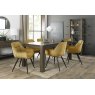 Premier Collection Turin Dark Oak Large 6-8 Seater Table & 6 Dali Mustard Velvet Chairs