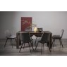 Premier Collection Turin Dark Oak 6-8 Seater Dining Table & 6 Fontana Grey Velvet Fabric Chairs with Grey Hand Brushing on Black Powder Coated Legs