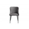Premier Collection Turin Dark Oak 6-10 Seater Table & 8 Cezanne Dark Grey Faux Leather Chairs - Black Legs