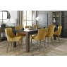 Premier Collection Turin Dark Oak 6-10 Seater Table & 8 Cezanne Mustard Velvet Chairs - Gold Legs