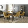 Premier Collection Turin Dark Oak 6-10 Seater Table & 8 Cezanne Mustard Velvet Chairs - Black Legs