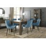 Premier Collection Turin Dark Oak 6-10 Seater Table & 8 Cezanne Petrol Blue Velvet Chairs - Black Legs