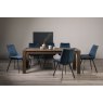 Premier Collection Turin Dark Oak 6-10 Seater Table & 8 Fontana Blue Velvet Chairs