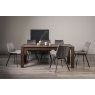 Premier Collection Turin Dark Oak 6-10 Seater Table & 8 Fontana Grey Velvet Chairs