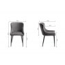 Premier Collection Turin Glass 4 Seater Table - Dark Oak Legs & 4 Cezanne Dark Grey Faux Leather Chairs - Black Legs
