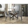 Premier Collection Turin Glass 4 Seater Table - Dark Oak Legs & 4 Cezanne Grey Velvet Chairs - Black Legs