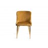 Premier Collection Turin Glass 4 Seater Table - Dark Oak Legs & 4 Cezanne Mustard Velvet Chairs - Gold Legs