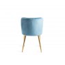 Premier Collection Turin Glass 4 Seater Table - Dark Oak Legs & 4 Cezanne Petrol Blue Velvet Chairs - Gold Legs