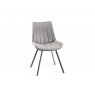 Premier Collection Turin Glass 4 Seater Table - Dark Oak Legs & 4 Dali Grey Velvet Chairs