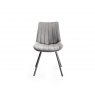 Premier Collection Turin Glass 4 Seater Table - Dark Oak Legs & 4 Dali Grey Velvet Chairs