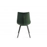 Premier Collection Turin Clear Tempered Glass 6 Seater Dining Table with Dark Oak Legs & 6 Fontana Green Velvet Fabric Chairs with Grey Hand Brushing on Black Powder Coated Legs