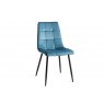 Gallery Collection Vintage Weathered Oak 4 Seater Table & 4 Mondrian Petrol Blue Velvet Chairs