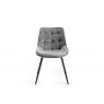 Gallery Collection Vintage Weathered Oak 4 Seater Dining Table with Peppercorn Legs & 4 Seurat Grey Velvet Fabric Chairs with Sand Black Powder Coated Legs
