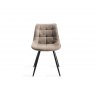 Gallery Collection Vintage Weathered Oak 4 Seater Dining Table with Peppercorn Legs & 4 Seurat Tan Faux Suede Fabric Chairs with Sand Black Powder Coated Legs
